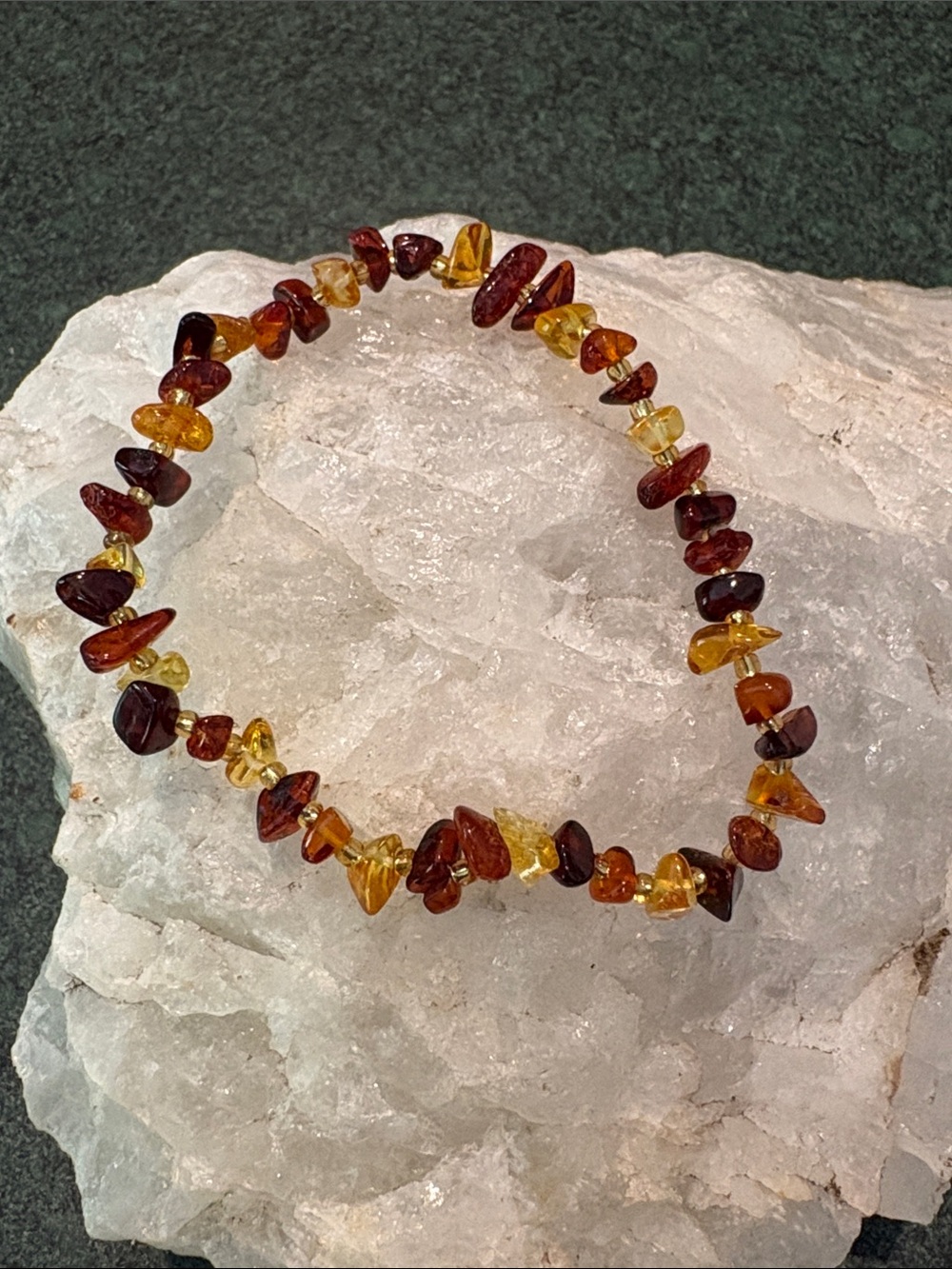 Natural amber chip bracelet